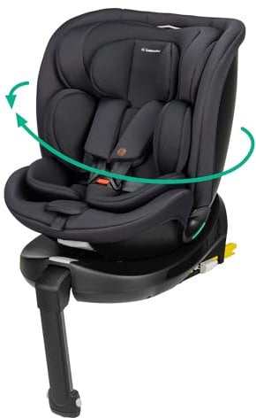 Bebeconfort RevolveFix Plus 360 i-Size, Autositz 360 Drehbar, 0–12 Jahre, 40–150cm, ISOFIX Kindersitz, Stützbein-Installation, 360-Grad-Drehung, 8 Liegepositionen, 12 Kopfstützenpositionen, Full Black