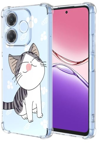 YUXING Trasparente Cover per OPPO A5 Pro 5G/4G - Custodia Protettiva Sottile in TPU Morbido Antiurto con Carino Motivo Disegno Cool (Cat)