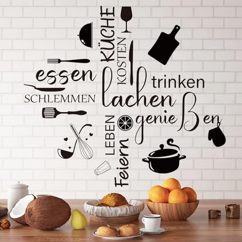Wandtattoo Küche Sprüche,Wandtattoo Küche Deko Selbstklebend,Wandsticker Schlafzimmer Wandaufkleber Sprüche Esszimmer Wanddeko (Küche)