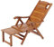 Fauteuil inclinable pliable en bambou, chaise longue inclinable réglable en 5 positions avec dossier, bain de soleil d'extérieur avec repose-pieds extensible, fauteuil pour jardin, terrasse, balcon