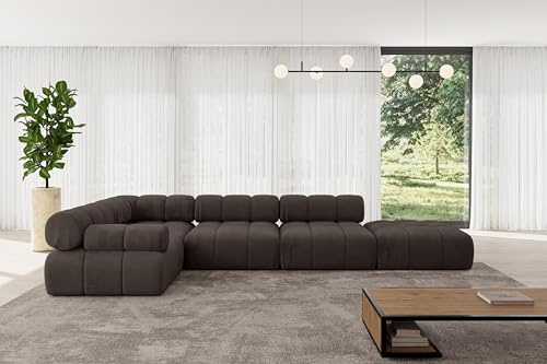 ALTDECOR Modulares Sofa Ecksofa in L-Form Corner modular Sofa Eckcouch Couch Wohnlandschaft Cauchsofa Polstersofa Felto-L2-380x190x70 cm Braun