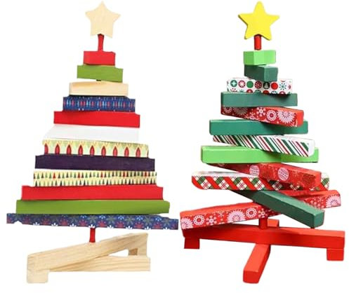 Albero di Natale rotante in legno – Centrotavola rustico da tavolo con decorazione al profumo di pino naturale