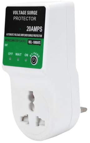 Zerodis Voltage Protector Outlet, 20A UK Plug | Accurate Under Over Voltage Protection, 30 Second Delay Auto Restart, Clear Status Indicator Lights for Home Appliances