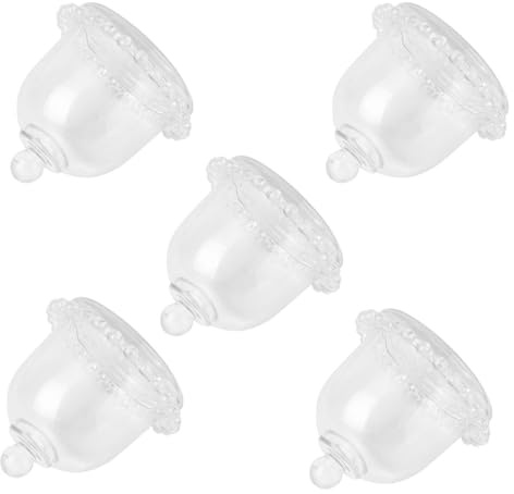 TOPPERFUN 5pcs Glass Cake Dome Covers Lightweight Thicken Glass Food Display Shields with Lids for Cakes Suitable for Refrigerator Use