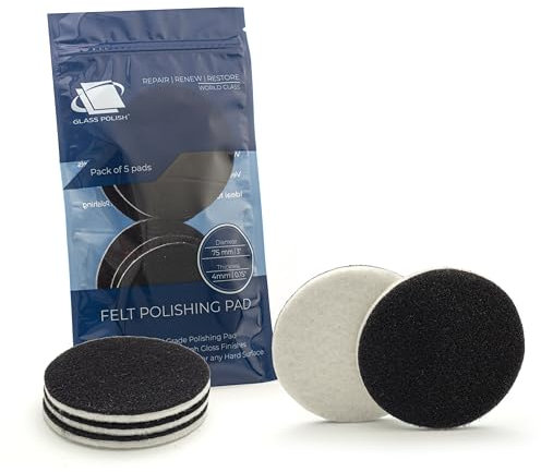 Glass Polish - 75 mm - Packung mit 5 Filz-Polierscheiben für Glas, Kunststoff, Metall, Marmor und mehr