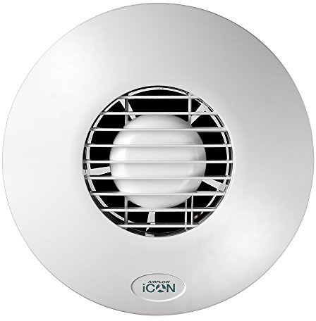 Airflow® iCON 15S 12V Bathroom Extractor Fan - 100mm/4-6.1W Energy Saving, 21 l/s - Silent Iris Backdraught Shutter - Optional Humidity, PIR & Timer Modules Sold Separately | 3-Years Warranty