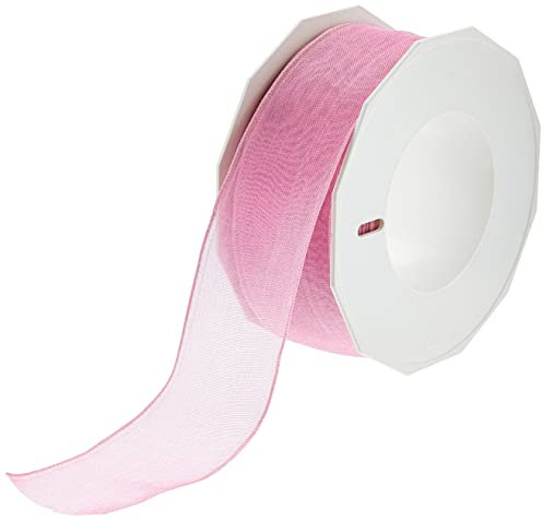 Präsent Four Seasons - Nastro di organza con filo metallico, 40 mm, 25 m, colore: Rosa antico