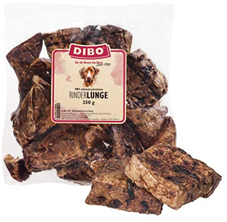 DIBO Rinderlunge, 250g-Beutel, der kleine Naturkau-Snack oder Leckerli für Zwischendurch, Hundefutter, Qualitätskauartikel ohne Chemie von DIBO