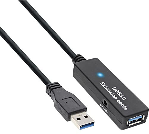 InLine USB 3.0 Aktiv-Verlängerung, Stecker A an Buchse A, schwarz, 10m