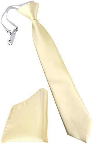 TigerTie Kinderkrawatte + Einstecktuch in beige creme - vorgebunden mit Gummizug
