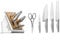 WMF Chef's Edition Messerblock mit Messerset 6teilig, Made in Germany, 4 Messer geschmiedet, Schere, Bambus-Block, Kunststoff, Performance Cut