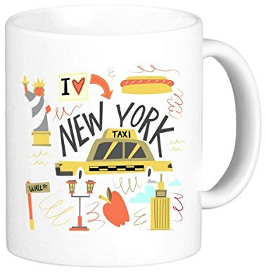 Amerika New York Taxi Muster illistration Classic Tasse Weiß Keramik Keramik Tasse Milch Kaffee mit Griffe 350 ml