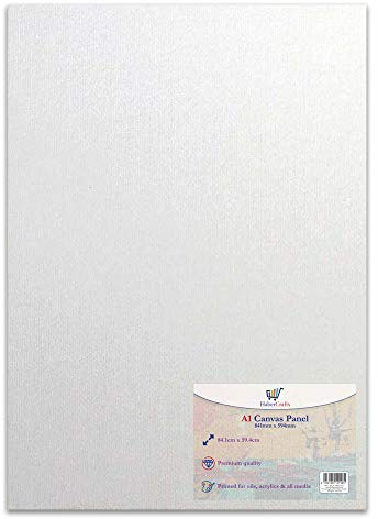 A1-Leinwand, gespannt, blanko, grundiert, Künstlertafeln, 100% Baumwolle, für Ölfarbe, Acrylmalerei, gemischte Medien, säurefrei, weiße Leinwände, Kunstmalplatte (A1-Größe – 594 mm x 841 mm, 1 Tafel)