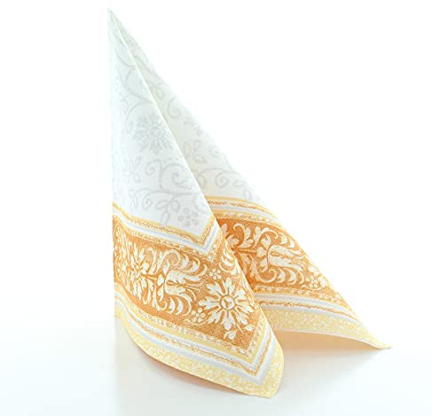 Sovie HORECA Airlaid Serviette LARA in TERRAKOTTA, 40 x 40 cm, 1/4 Falz, 50 Stück – saugstark & stoffähnlich - Blütenornamenten - Ideal für Gastronomie & Events