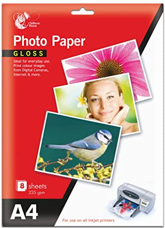 Chiltern Wove A4 Gloss Photo Paper 8 Sheets 235 GSM for All Inkjet Printers