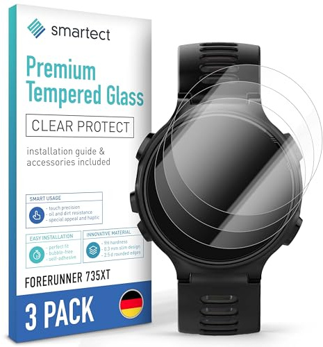 smartect Cristal Templado 3 Piezas para Garmin Forerunner 735XT | Protector Pantalla HD Antiarañazos, Vidrio Templado 0.3 mm Ultra Transparente, Dureza 9H, Resistente a Impactos, Sin Burbujas