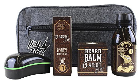 HEY JOE! Bearded Survival Kit Deluxe Nº 1 Classic Joe | Bartpflege Set für Männer Hochwertig [ Bartöl + Bart Balsam + Bartshampoo + Bartbürste ] - Geschenk Kulturbeutel Inklusive