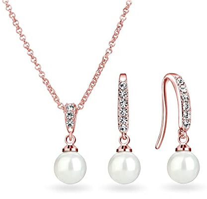 Philip Jones Set di gocce di perle placcate in oro rosa creato con cristalli Zircondia®
