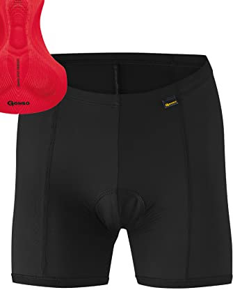 Gonso Sitivo U W, Damen Fahrradunterhose, Passt unter alle Rad-Shorts, Tights mit Sitivo Red Sitzpolster mit Poron-Elementen, Enganliegende Passform, Schwarz/Rot, Gr. 36