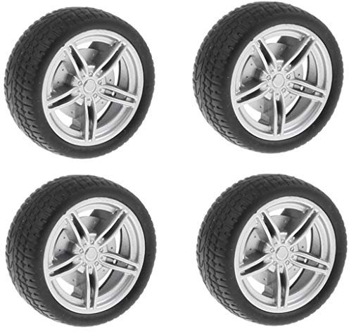4 40mm 5 Speichen Felgen mit Gummireifen für DIY Spielzeugauto Zubehör