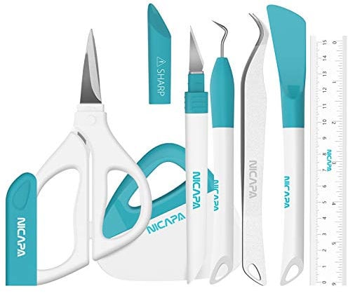 NICAPA Basic Tool Set Craft Weeding Vinyl Cardstock Crafting Tools Kit for Silhouette/Siser/Oracal 631 651 751 Vinyl Weeding Toolkit (Blue)