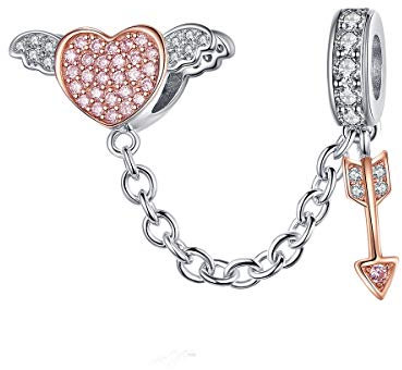 Key to My Heart Anhänger aus 925er Sterlingsilber, Schloss und Schlüssel, für Pandora-Armband und Halskette (Herz und Pfeil)