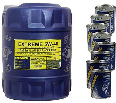 Mannol Extreme 5W-40 Huile moteur 20 l 4 x Motor Doctor + Motor Flush