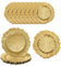 WedDecor Round Charger Plates Centerpiece Glass Presentation Plate Set Dinner Table Decorations Weddings Banquets Christmas Dining Parties Tableware, 33cm, Gold with Vintage, 12pcs