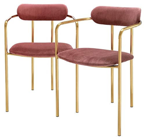Casa Padrino luxury dining chairs with armrests rose/gold 53 x 50 x H. 74 cm - Kitchen Chairs with Fine Velvet Fabric - Dining Set - Dining Room Furniture