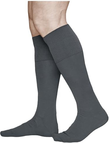 vitsocks Calzini Costume 100% COTONE Lunghi Ginocchio Uomo (2 PAIA) Sottili Traspiranti, grigio, 44-46