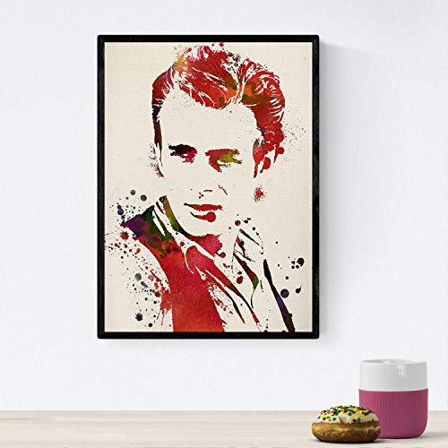 Nacnic James Dean Poster Aquarelldesign. Mischung aus Aquarellstilblättern für die Innendekoration. A4-Größe mit Rahmen