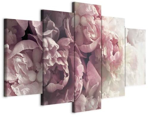 murando - Leinwandbild Päonie Pfingstrose Natur, 225x112 cm, 5-teilig | Hochwertige Leinwand, sofort aufhängbar, ideal fürs Wohn- oder Schlafzimmer, wasserfest und lichtecht, langlebig, stilvoll