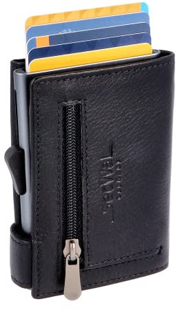SecWal Kartenetui mit Münzfach Reißverschluss - Made in Germany - Echtleder Geldbörse inkl. E-Book für Damen und Herren - RFID Schutz Portemonnaie Leder - Geldbeutel klein (Schwarz)