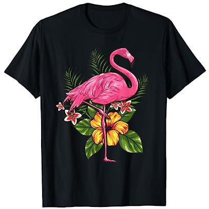 Mignon Flamant Rose Fleurs d'Été Tropical Cadeau Femme T-Shirt