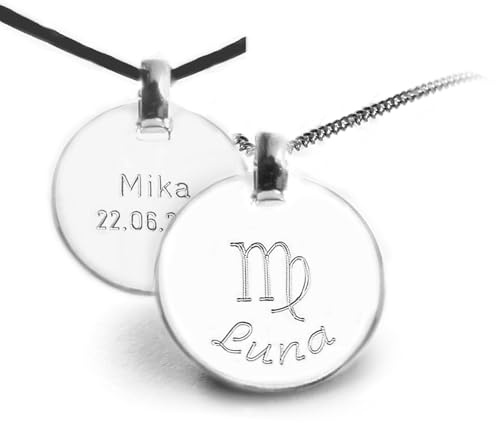 LATIGGA Personalisierte Sternzeichen Kette, 925 Silber Anhänger mit Gravur