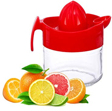 TrendyUK - Fruit Juicer in 4 Colors - Hand Press Easy to Use Kitchen Gadgets - Lemon Lime Orange Squeezer (Red)