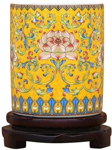 Pot à crayons en céramique chinoise de 12 cm pour décoration de la maison