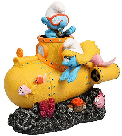 Smurfs AquaDella Aqua Della, Unterwasser-Schlümpfe-Figur, 15,8 x 10,8 x 16 cm, sehr detailliert und aus Polyesterharz, ungiftig und pH-neutral, für Süß- und Salzwasseraquarien