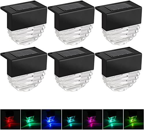 COLORLAM 6X Solarlampen für Außen Garten Wegeleuchten IP65 Wetterfest, 8-10 Stunden Arbeiten, Schraubbefestigung und Doppelseitiges Klebeband, Warmes Licht und Bunte Lichter für Zaun,Balkon,Treppen