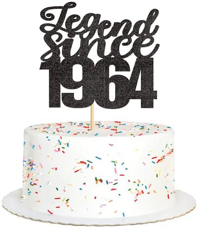Blumomon 1Pc Legend Since 1964 Cake Topper 60th Birthday Happy Birthday Cheers to 60 Years Cake Decoration for 60th Birthday Wedding Anniversary Party Decoration Supplies