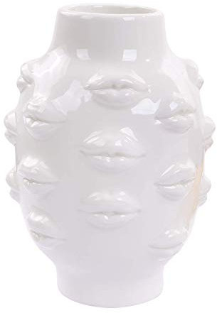 Romehaha Keramik Lippenvase, Tischdekoration, Modern, Blumenvase für Zuhause, Büro, Geschäfte, 12x12x16.5cm (Weiß)