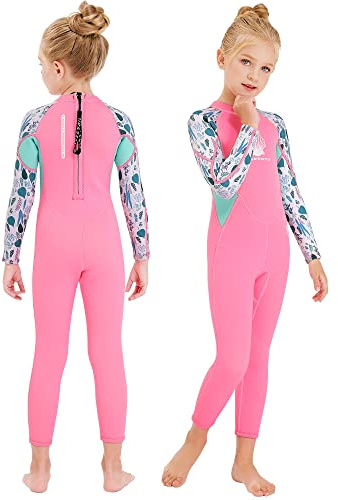 NATYFLY Neoprenanzug Kinder 2.5mm Neopren Thermal Badeanzug Jungen Mädchen Lange Ärmel Tauchanzug Zurück Reißverschluss Einteilige Badebekleidung