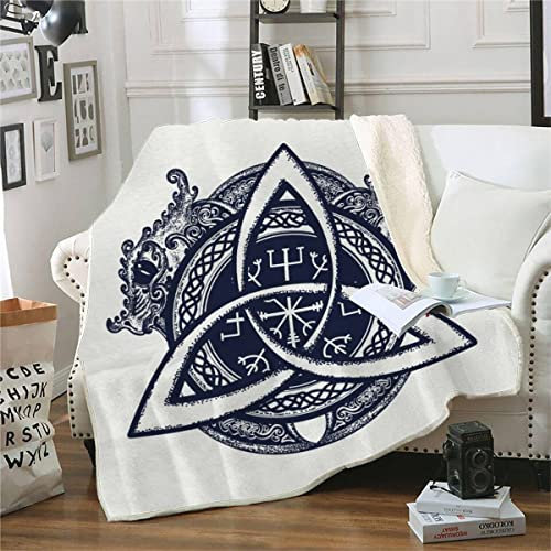 RFFLUX 3D Wikinger Kuscheldecke 150x200cm Warmer Winter Weich Keltischer Knoten Drache Decke Microfaser Sherpa Wohndecke Flauschige Couchdecke für Erwachsene Weihnachten Geschenk Blanket