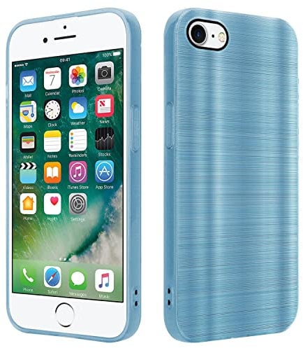 Cadorabo Hülle kompatibel mit Apple iPhone 7 7S 8 SE 2020 Schutzhülle TPU Silikon Case Brushed Design mit Kameraschutz Slim Kratzfest Gummi Case Hülle für iPhone 7 7S 8 SE 2020 in Türkis