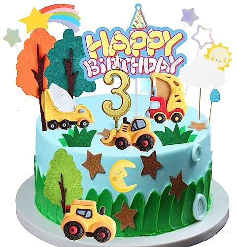 Karikatur 3D 18 Stück Torten Deko Bagger Patent Produkt Baustellen Fahrzeuge Muffin Geburtstag Party Happy Birthday Kuchen Deko Set Cupcake Cake Toppers Supplies Für Jungen Mädchen Kinder Baby 3 Jahr