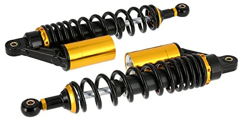 Set: Tuning-Federbeine 360mm, mit externen Ausgleichsbehälter, Schwarz/Gold - für Simson S50, S51, S70