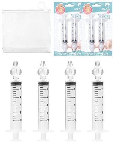 4pcs Baby Nasendusche LUNEKUCK Nasenspüler 10ml Nasenreiniger Baby-Nasenspüler mit Silikon Nasensaugspitze Kinder tragbares Nasenreinigungs Neti-Topf 10ml-Nasenspülset Nasenwaschreiniger mit Tasche