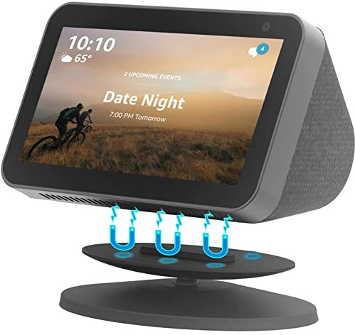 Miimall Compatible with Echo Show 5 (2nd Gen/ 1st Gen) Stand, Swivel & Tilt, Rotatable Adjustable Stand, Anti-Slip Smart Speaker Base Mount Accessories for Echo Show 5 2nd Gen-Black