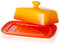 Large Porcelain Butter Dish with Lid, Candiicap Classic Color Changing Butter Keeper for Countertop, Large Butter Holder for Butter Storage & Home Kitchen Decor, Dishwasher Safe (Tropical Orange)