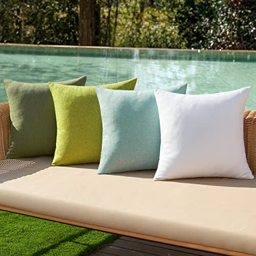 MIULEE Funda de Cojines Exterior Impermeable Fundas de Almohada Sofa Decorativo Lino de Imitación Duradero Cremallera Oculta para Jardin Terraza Salon Silla Cama Oficina 40x40cm 4 Piezas Verde Serie